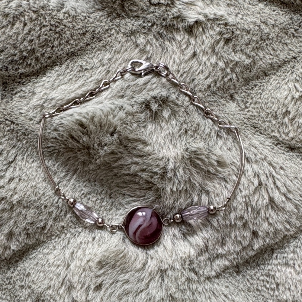Elegant Silver and Purple Bracelet